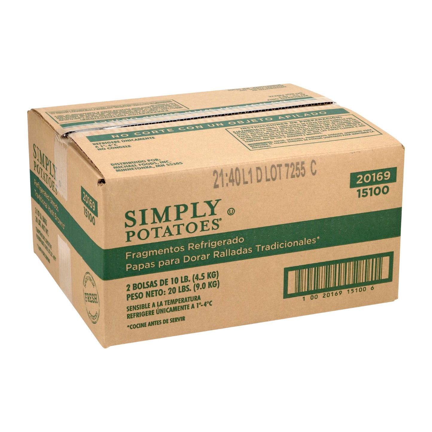 Simply Potatoes Potato Shredded 10 Pound Each - 2 Per Case.