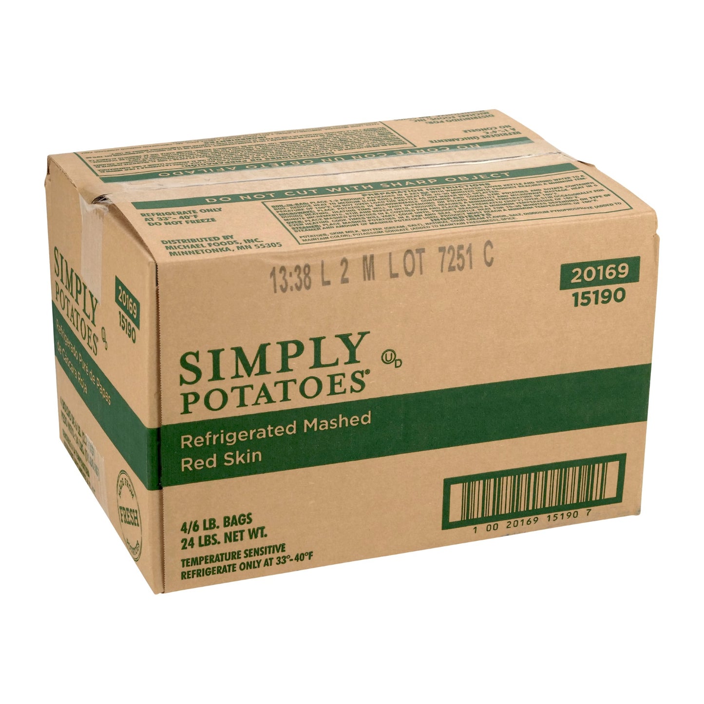 Simply Potatoes Mashed Potatoes Red Skin 6 Pound Each - 4 Per Case.