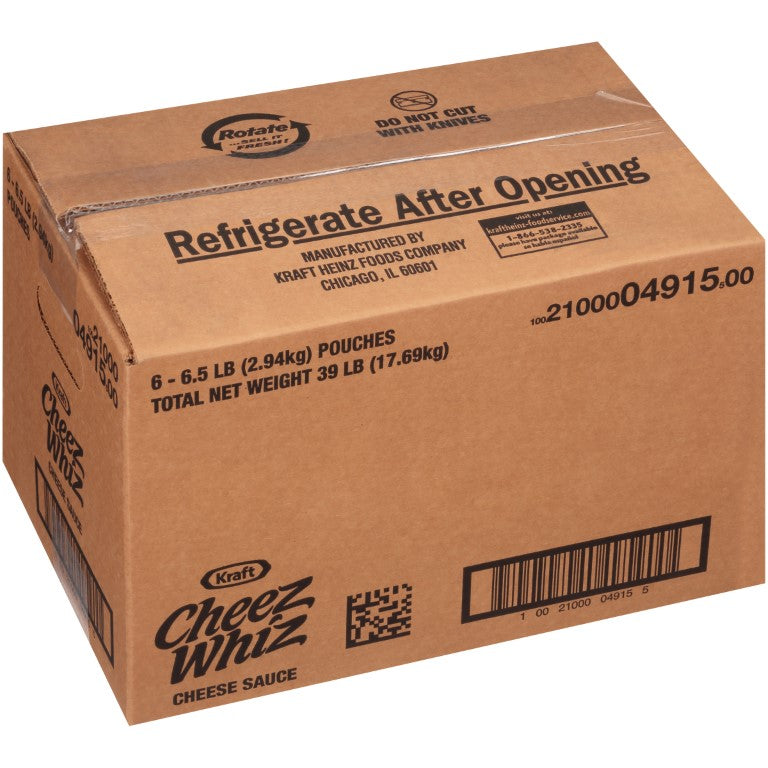 Cheez Whiz Original Cheese Sauce 6.5 Pound Each - 6 Per Case