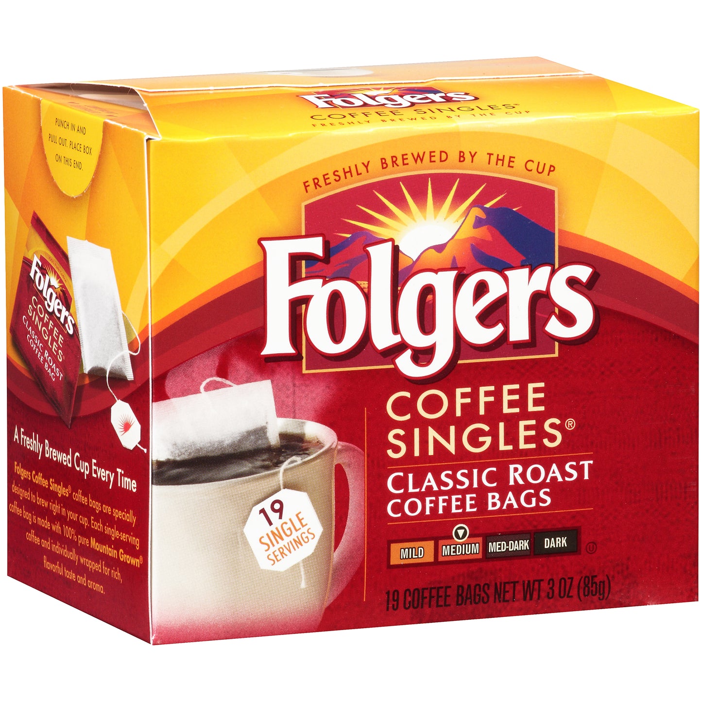 Folgers Caffeine Singles Regular 3 Ounce Size - 12 Per Case.