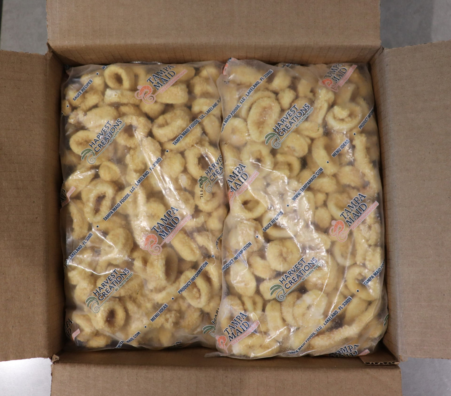 Tampa Maid Dipt'n Dusted Breaded Calamari Rings 2 Pound Each - 6 Per Case.