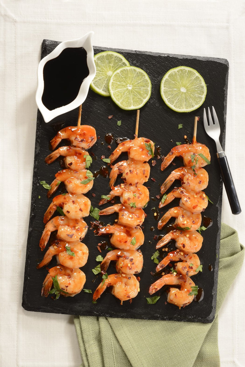 Tampa Maid Peeled And Deveined Tail On Skewered Shrimp Kabob 10 Count Packs - 60 Per Case.