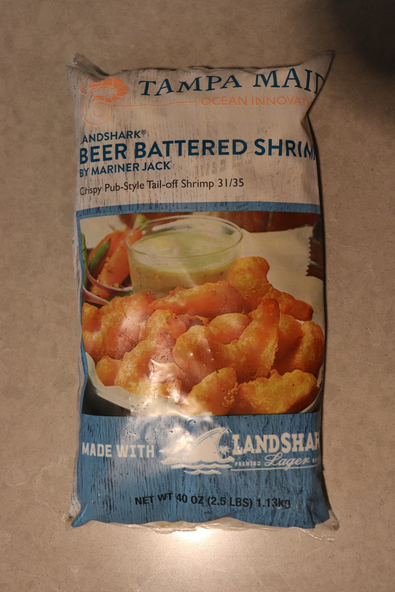 Mariner Jack Beer Battered Shrimp Ttail Off 2.5 Pound Each - 4 Per Case.