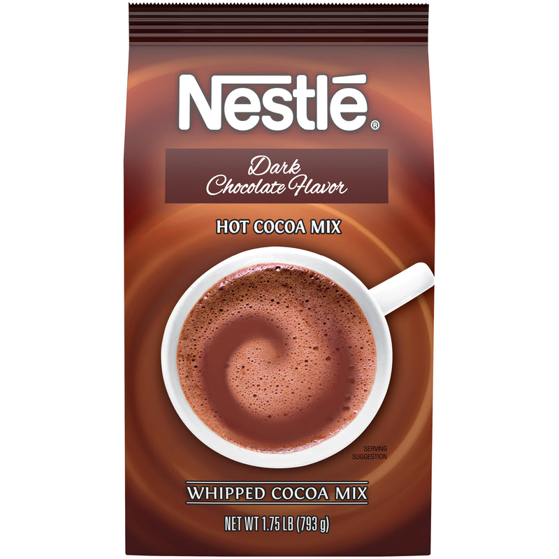 Nestle Dark Chocolate Flavor Hot Chocolate Mix Bulk Bags 1.75 Pound Each - 12 Per Case.