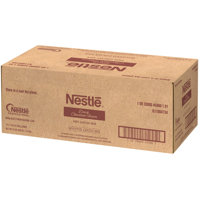 Nestle Dark Chocolate Flavor Hot Chocolate Mix Bulk Bags 1.75 Pound Each - 12 Per Case.