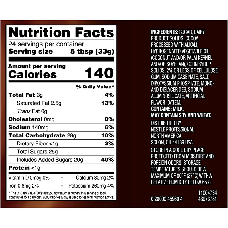 Nestle Dark Chocolate Flavor Hot Chocolate Mix Bulk Bags 1.75 Pound Each - 12 Per Case.