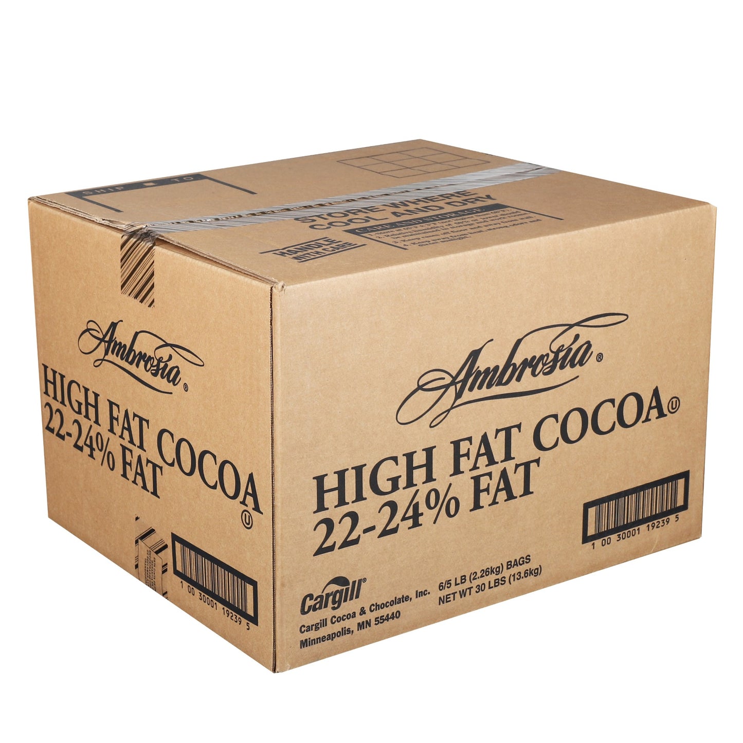 Amber Natural High Fat Cocoa Powder 5 Pound Each - 6 Per Case.