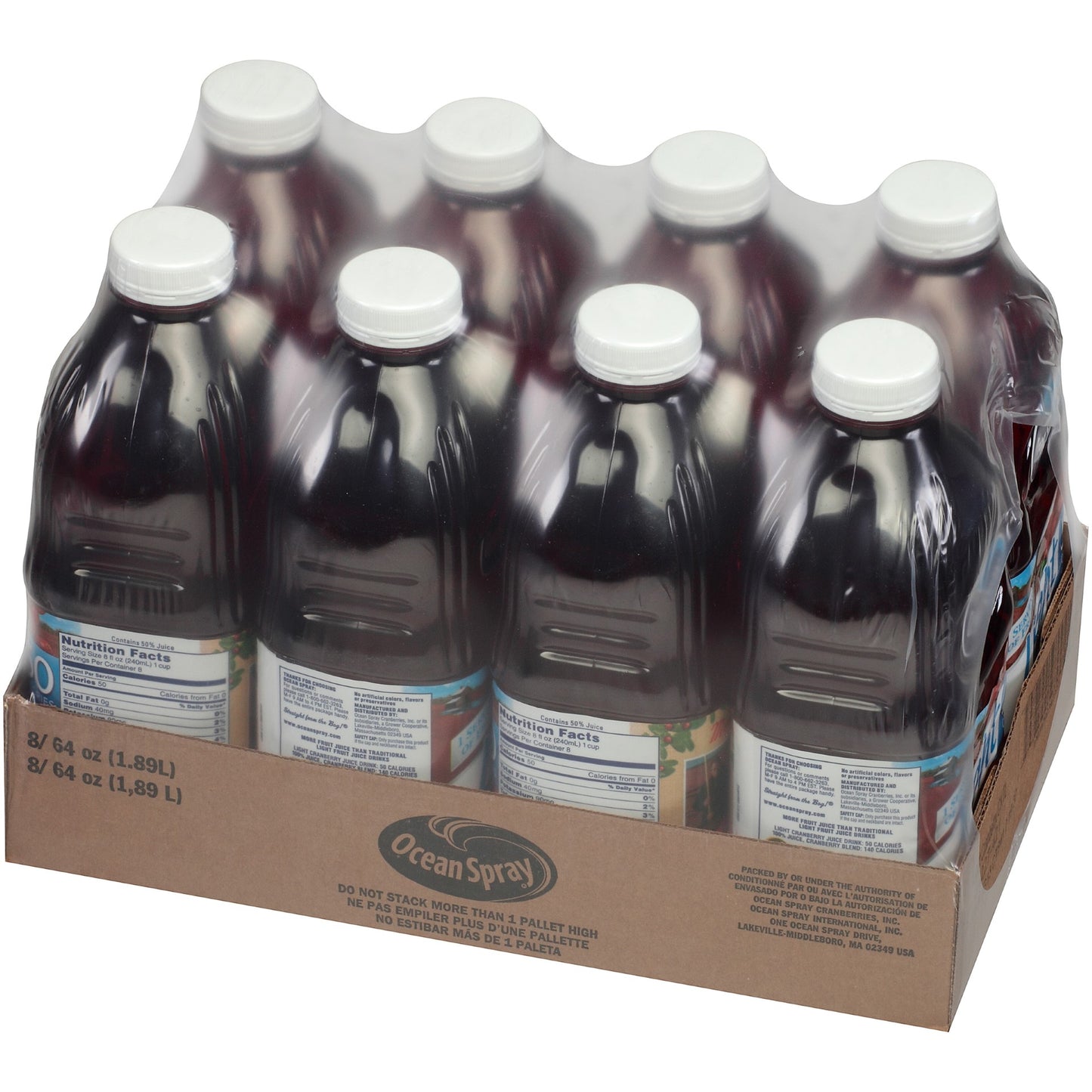 Ocean Spray Juice Light Cranberry Cocktail Plastic 64 Fluid Ounce - 8 Per Case.