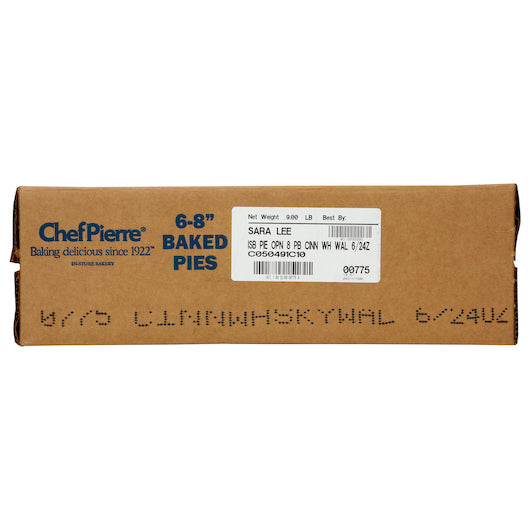 Chef Pierre Open Face Pie 8" Pre-Baked Cinnamon Whiskey Walnut 24 Ounce Size - 6 Per Case.