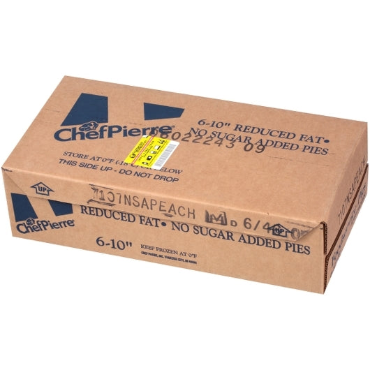 Chef Pierre Hi-Pie Traditional Peach Unbaked No Sugar Added Reduced Fat 10" Pie 2.875 Pound Each - 6 Per Case.