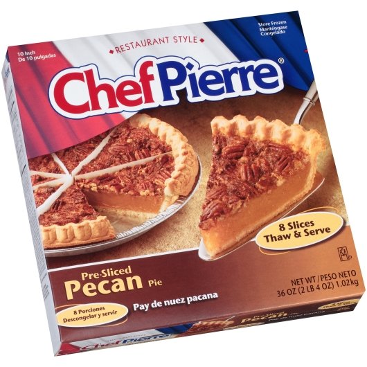 Chef Pierre Pecan Pre-Sliced 8 Slices 10" Pie 2.25 Pound Each - 6 Per Case.