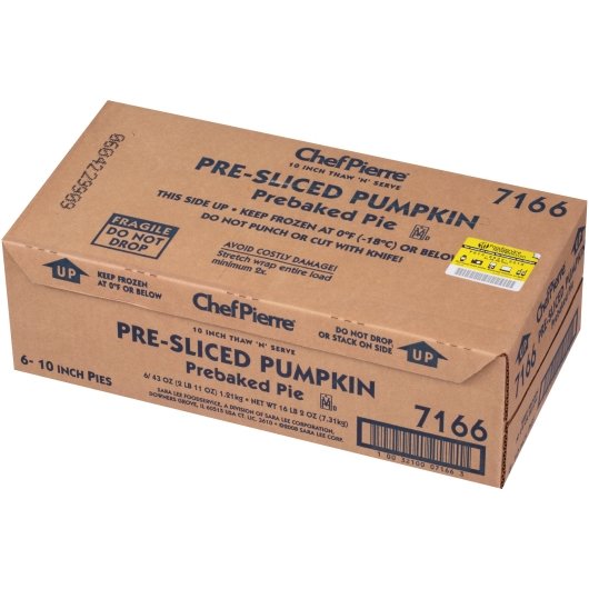 Chef Pierre Pumpkin Sliced 8 Slices 10" Pie 2.687 Pound Each - 6 Per Case.