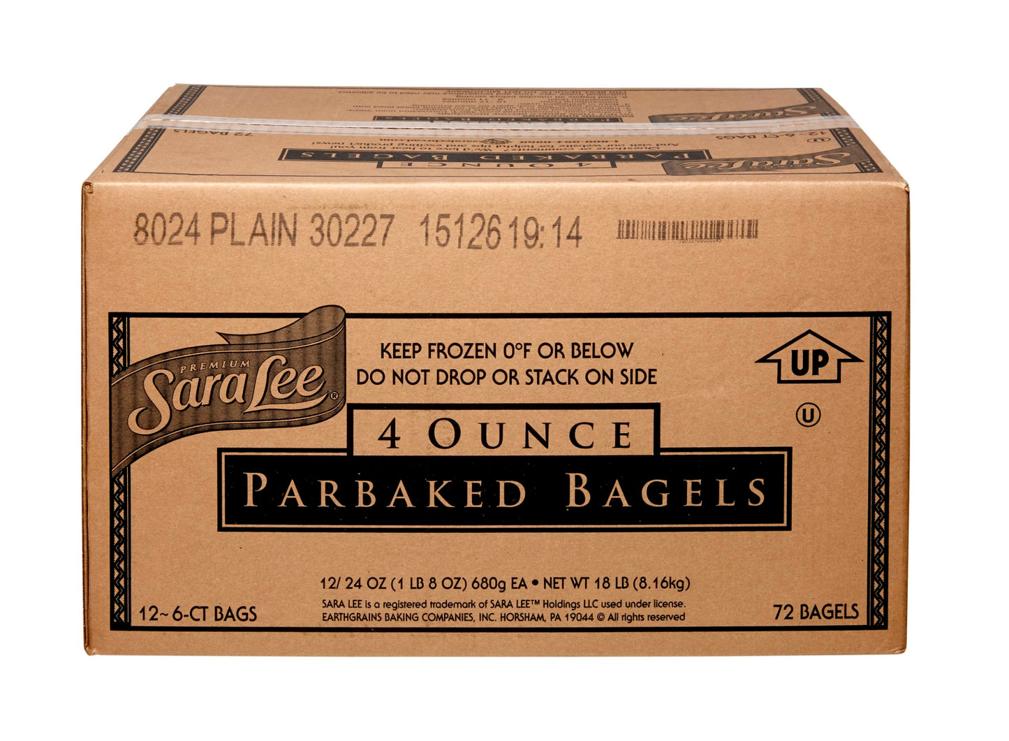 Sara Lee Bagel Plain Pb Unsliced6 Count Packs - 12 Per Case.