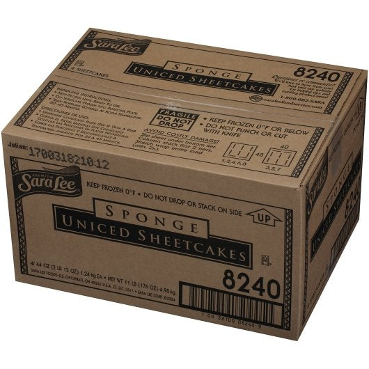 Sara Lee Uniced 12X16 White Sponge Cake 44 Ounce Size - 4 Per Case.