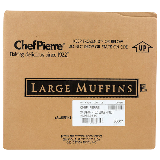 Chef Pierre Blueberry Large Muffins 12 Count Packs - 4 Per Case.