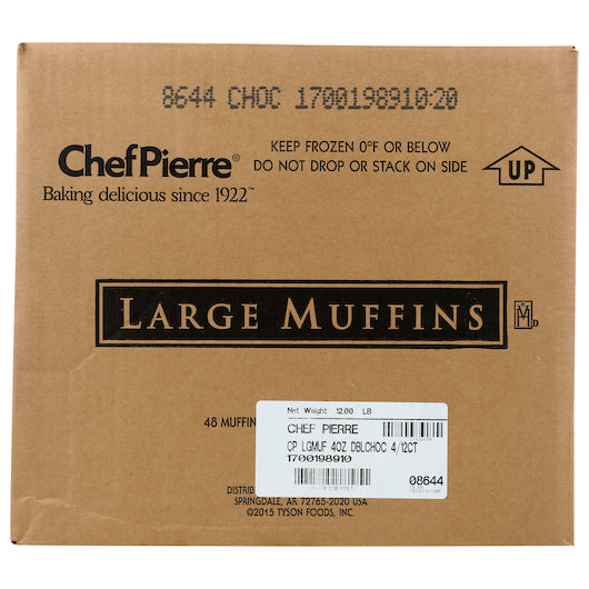 Chef Pierre Double Chocolate Chunk Large Muffins 3 Pound Each - 4 Per Case.