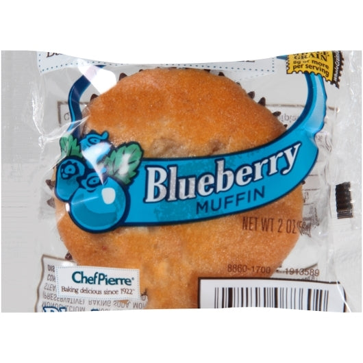 Chef Pierre Individually Wrapped Whole Grain Blueberry Muffin 2 Ounce Size - 48 Per Case.