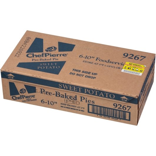 Chef Pierre 10" Pre-Baked Sweet Potato Pie 2.5 Pound Each - 6 Per Case.