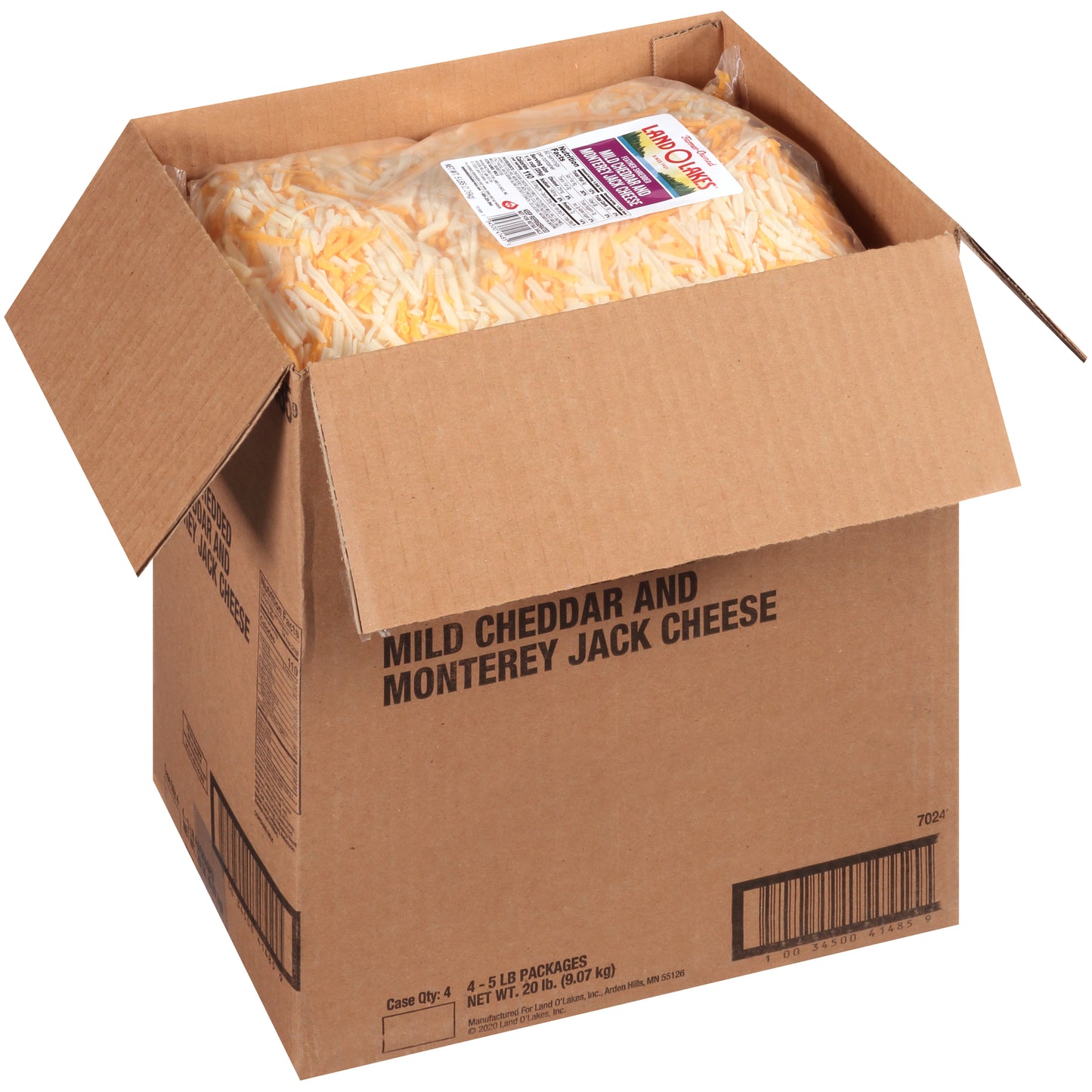 Land-O-Lakes® Feather Shredded Mild Cheddar& Monterey Jack Cheese Blend 5 Pound Each - 4 Per Case.