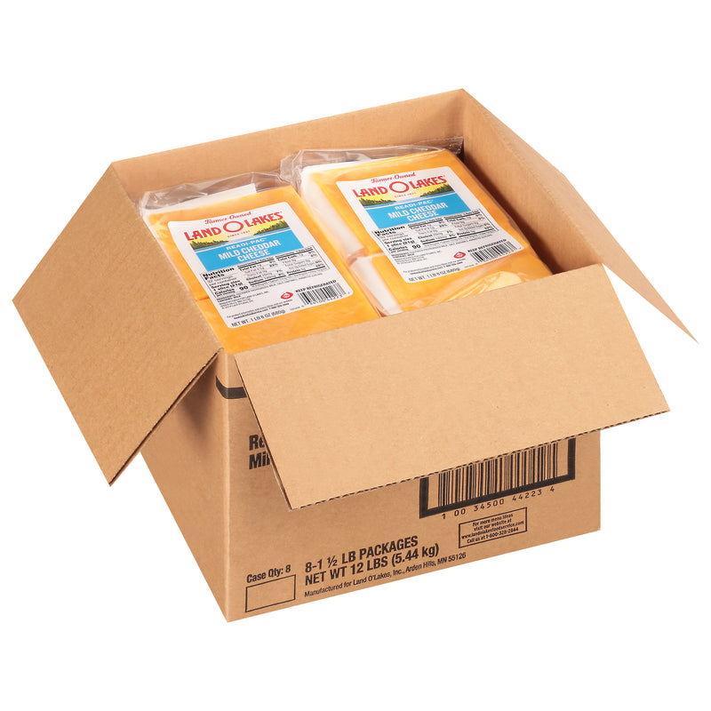 Land-O-Lakes® Readi Pac® Mild Cheddar Cheese Yellow 1.5 Pound Each - 8 Per Case.