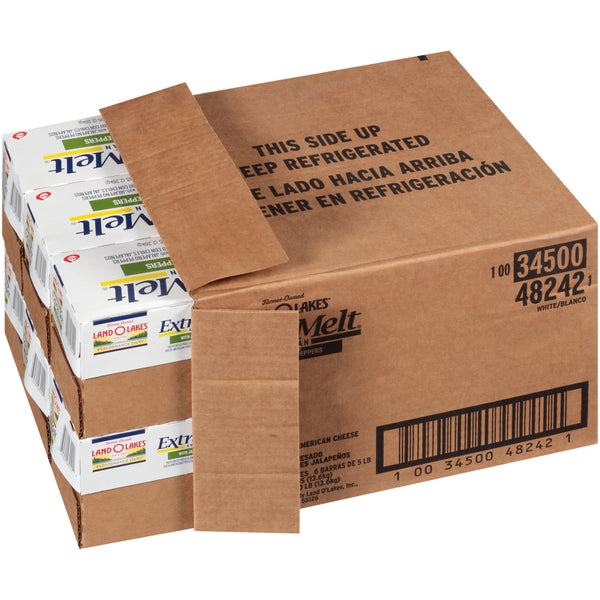 Land-O-Lakes® Extra Melt American Cheese With Jalapeno White 5 Pound Each - 6 Per Case.