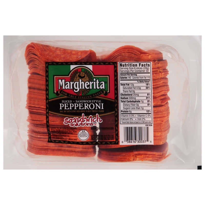 Margherita Sandwich Style 3" Sliced Pepperoni 2.03 Pound Each - 8 Per Case.