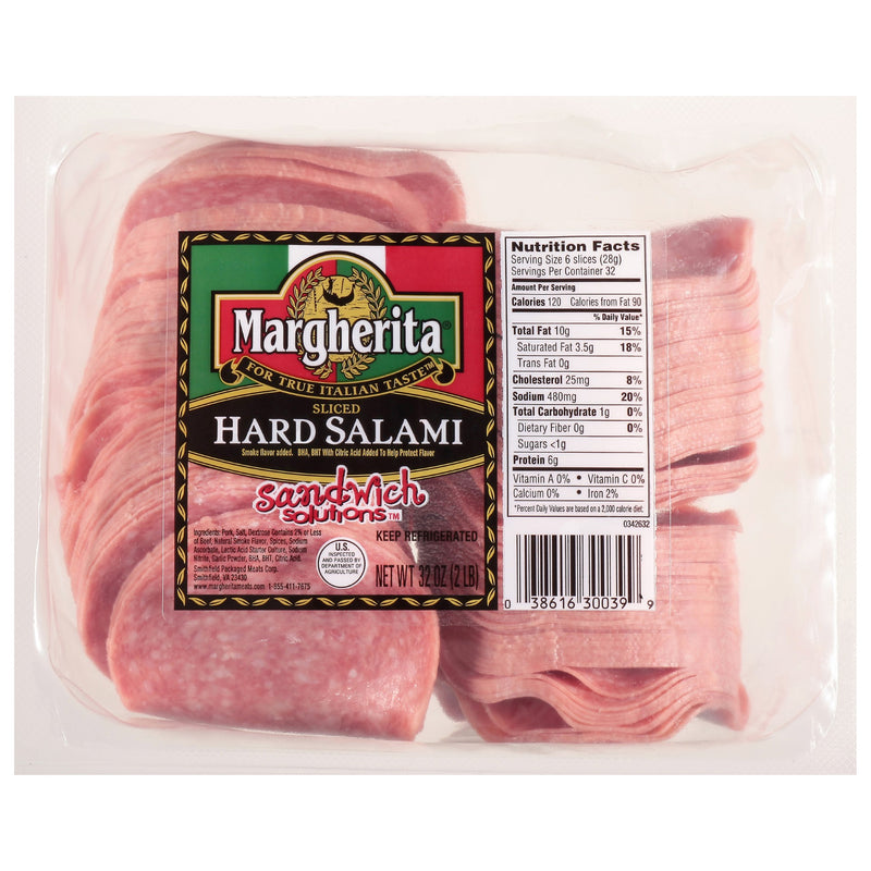 Salami Sliced Hard Margherita Sandwich Solution 2 Pound Each - 8 Per Case.