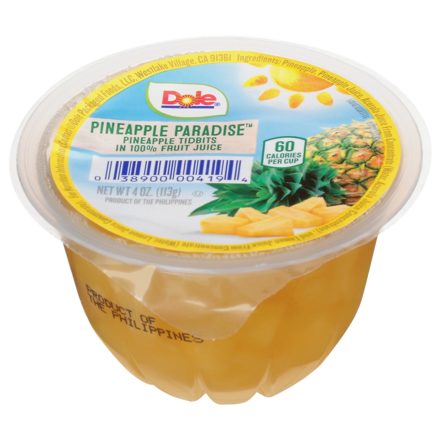 Pineapple Tidbits In Juice 4 Ounce Size - 36 Per Case.