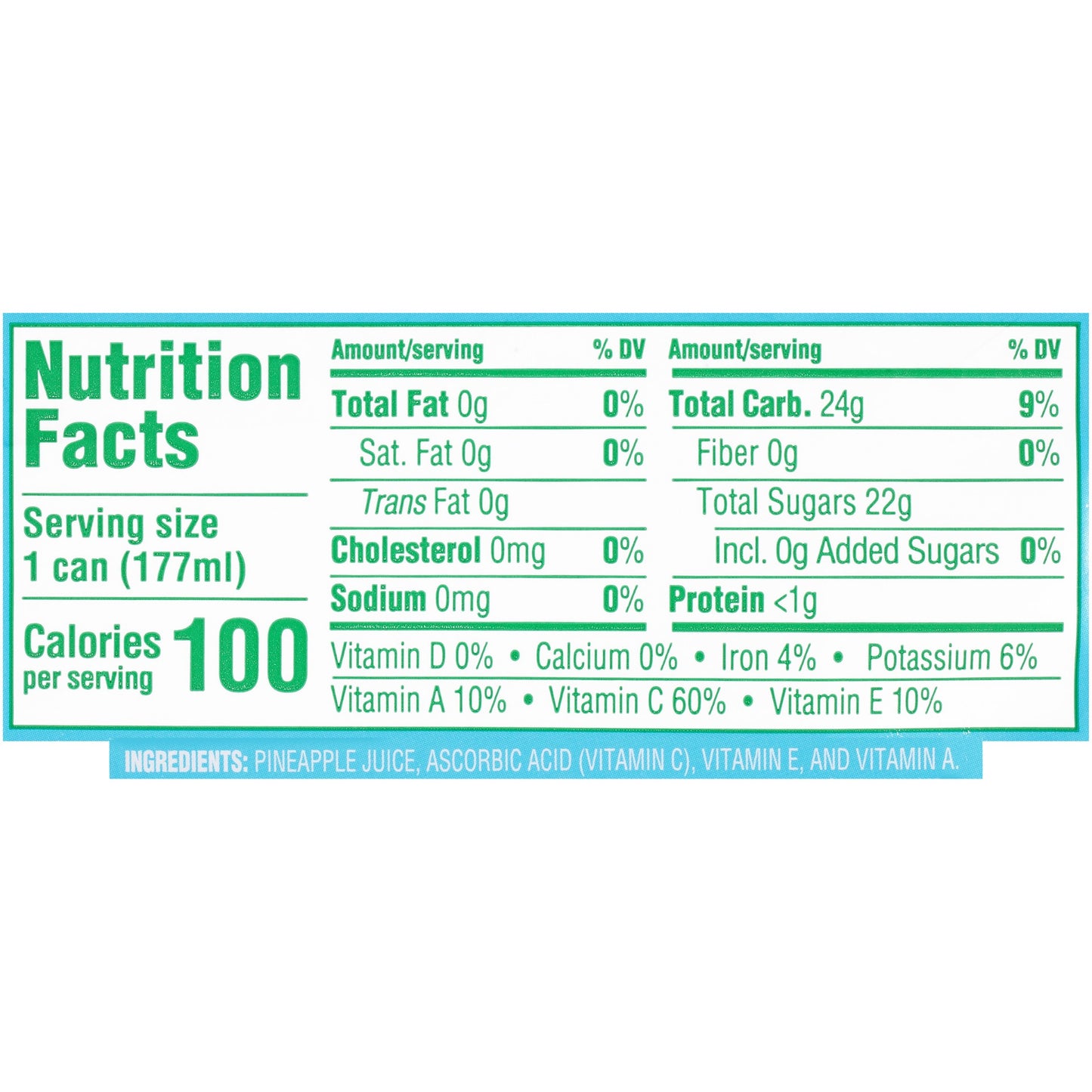 Pineapple Juice Pull Top 6 Ounce Size - 48 Per Case.