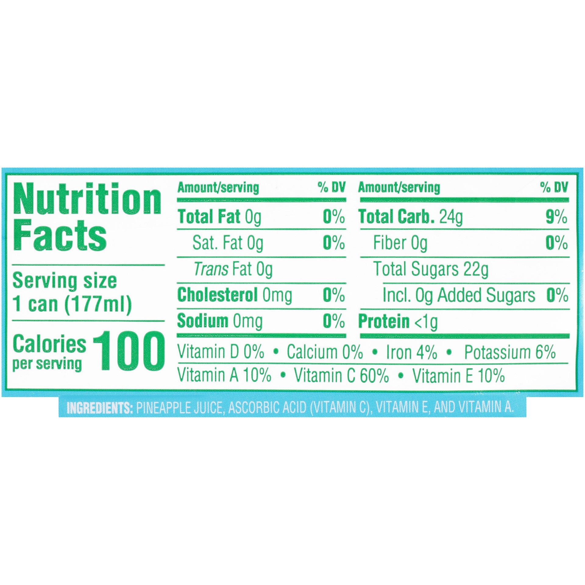 Pineapple Juice Pull Top 6 Ounce Size - 48 Per Case.