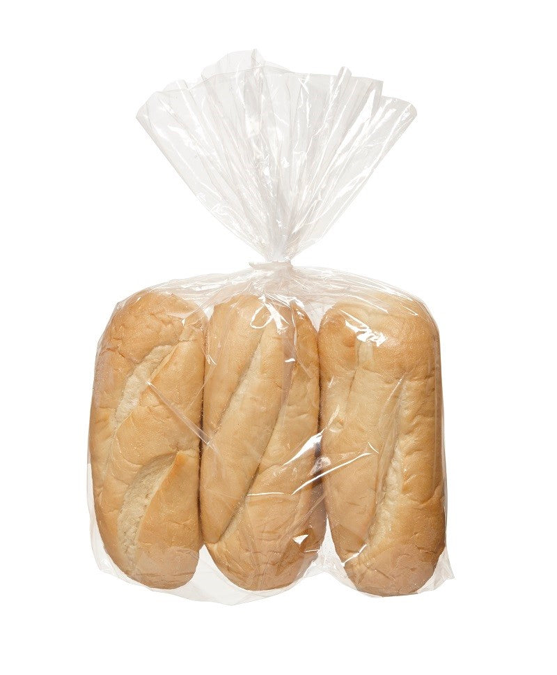 6" White Sub Roll 6 Count Packs - 18 Per Case.