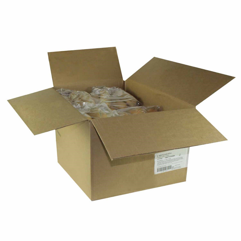 8" White Sub Roll 6 Count Packs - 12 Per Case.