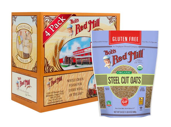 Bob's Red Mill Gluten Free Organic Steel Cutoats 24 Ounce Size - 4 Per Case.