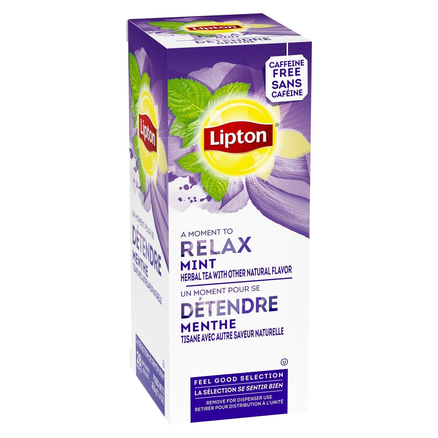 Lipton Mint Herbal Tea With Natural Flavor 28 Count Packs - 6 Per Case.