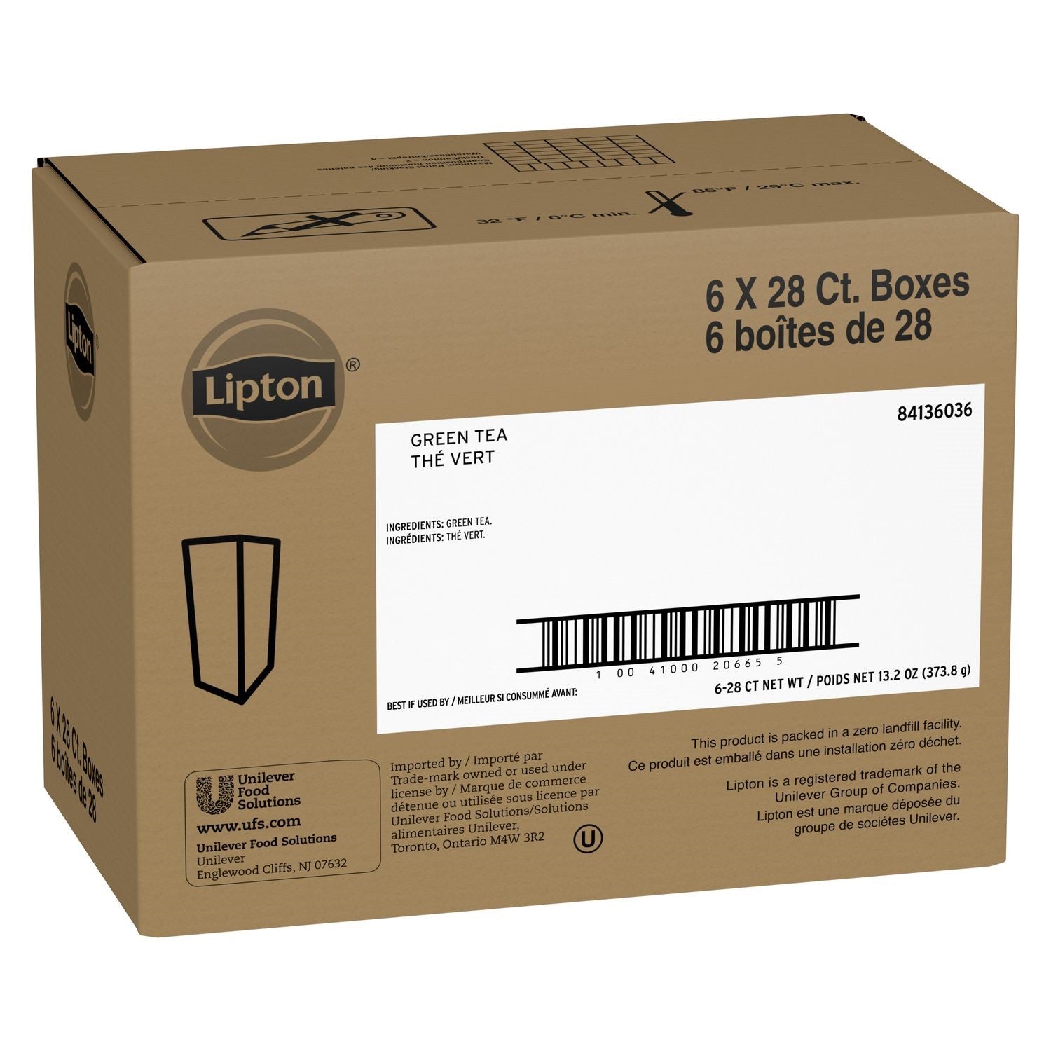 Lipton Green Tea Natural Envelope 28 Each - 6 Per Case.