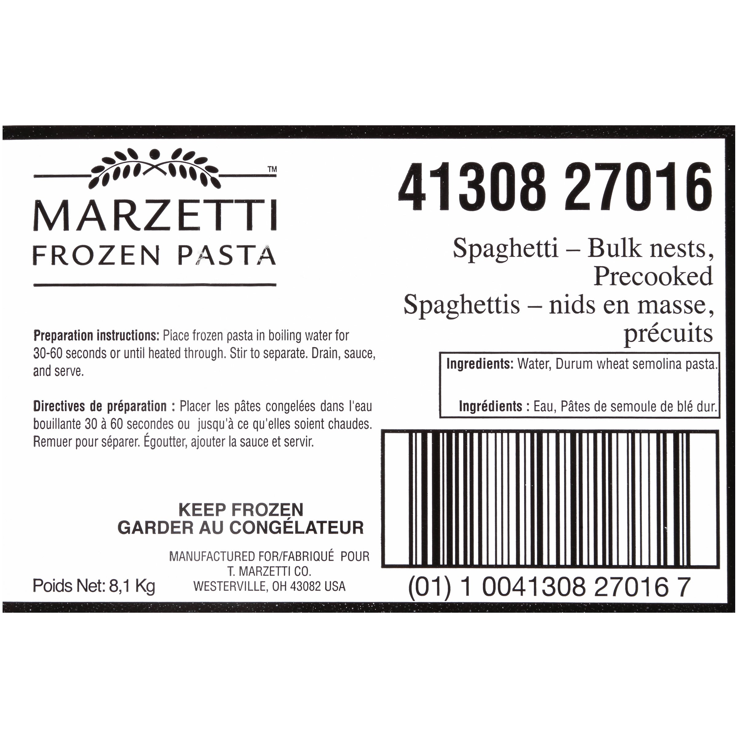 Marzetti Frozen Pasta Spaghetti Nests 1 Ounce Size - 288 Per Case.