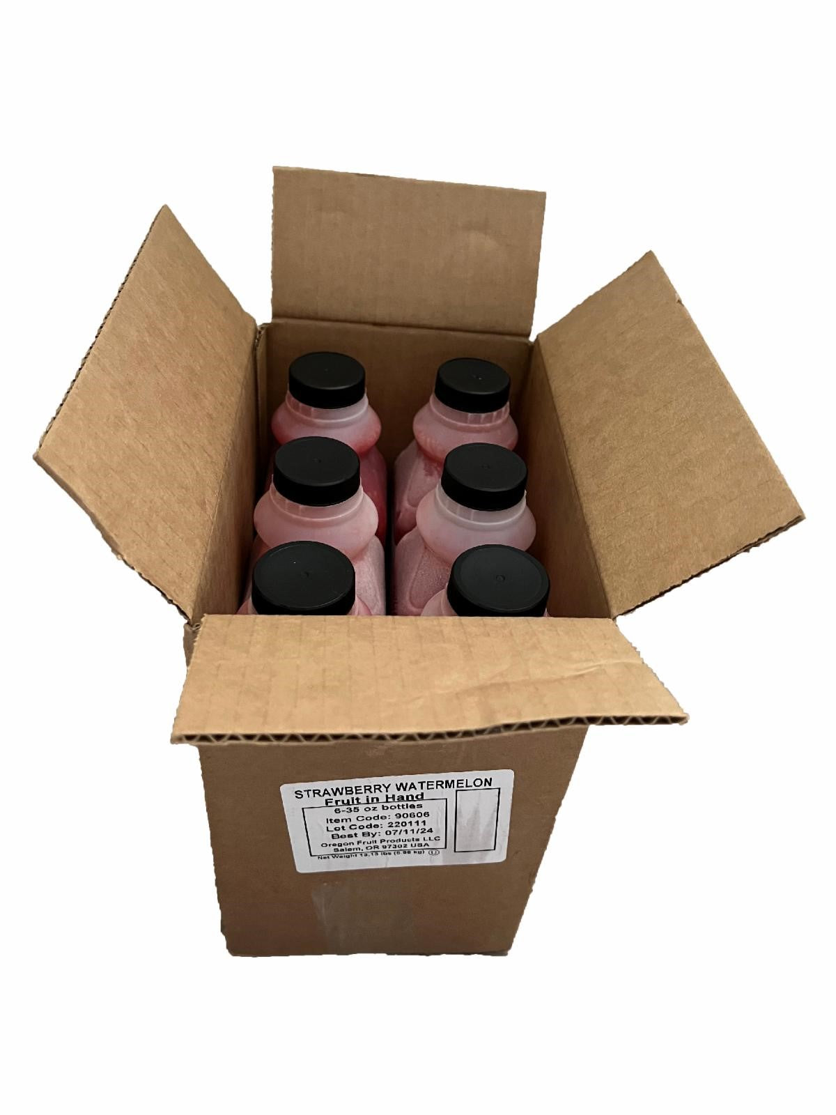 Oregon Fruit Products Fruit In Hand Strawberry Watermelon 35 Ounce Size - 6 Per Case.