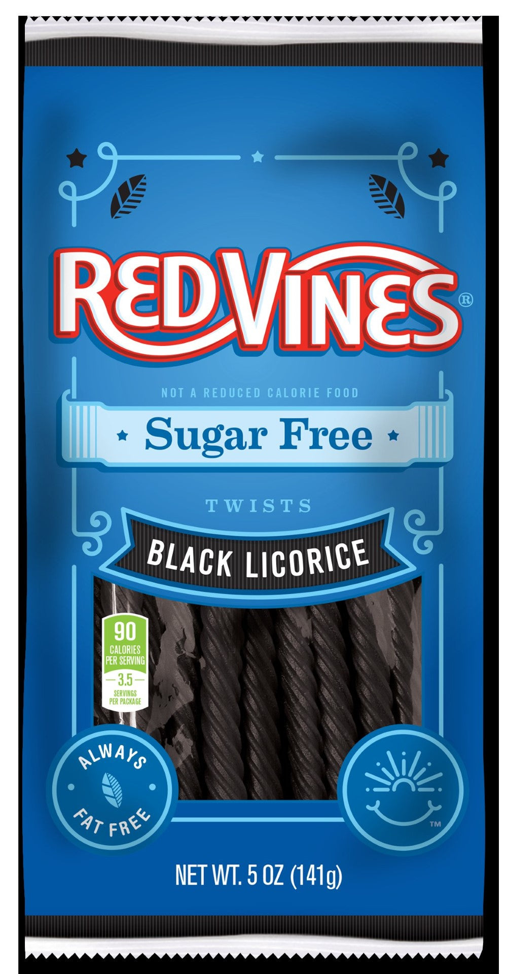 Red Vines Twists Black Licorice Sugar Free Casebag 5 Ounce Size - 12 Per Case.