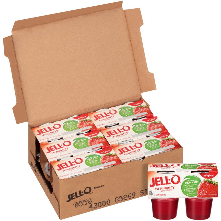 JELL-O Strawberry Gelatin Sugar Free 3.3 Ounce Cups (4/6 Count)