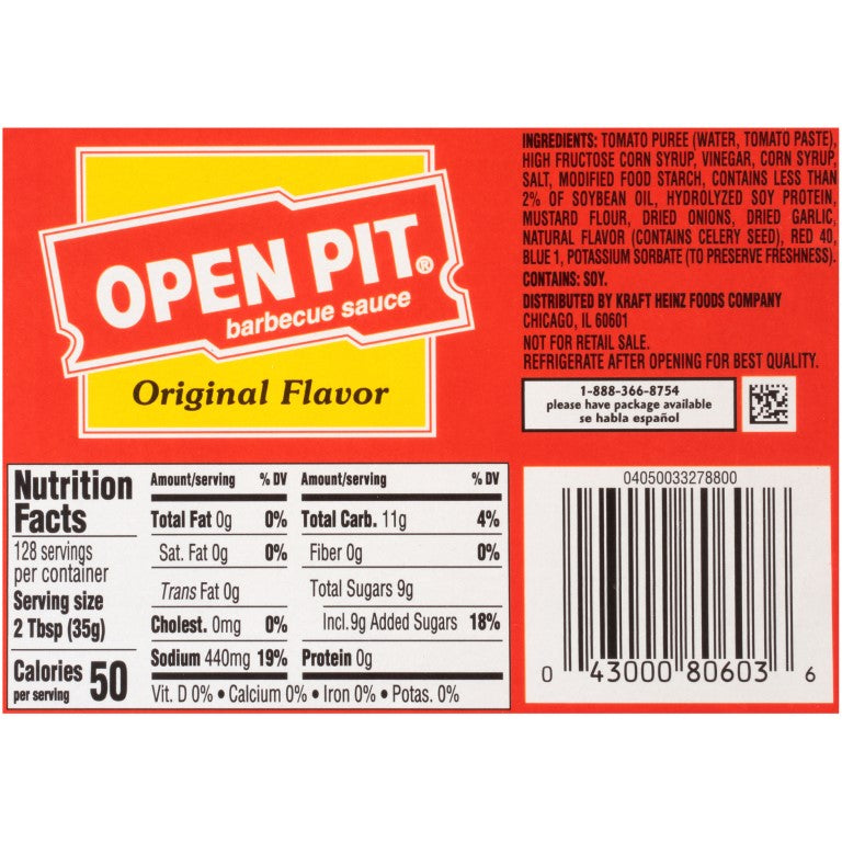 OPEN PIT Original BBQ Sauce 1 gal. Jugs 4 Per Case