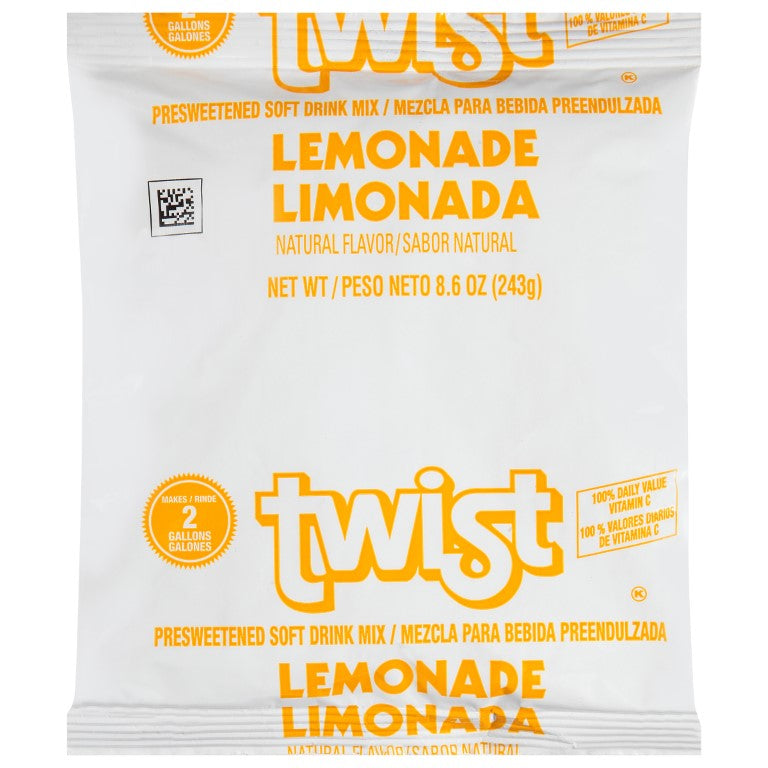 TWIST Lemonade Powdered Mix 8.6 Ounce Pouch 12