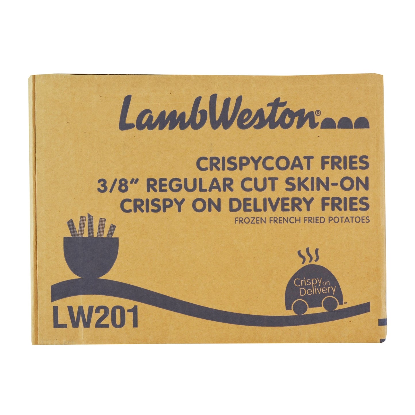 Crispycoat Fries 8" Regular Cut Skin On Crispy On Delivery Fries Frozen Frenchfried Pota 5 Pound Each - 6 Per Case.