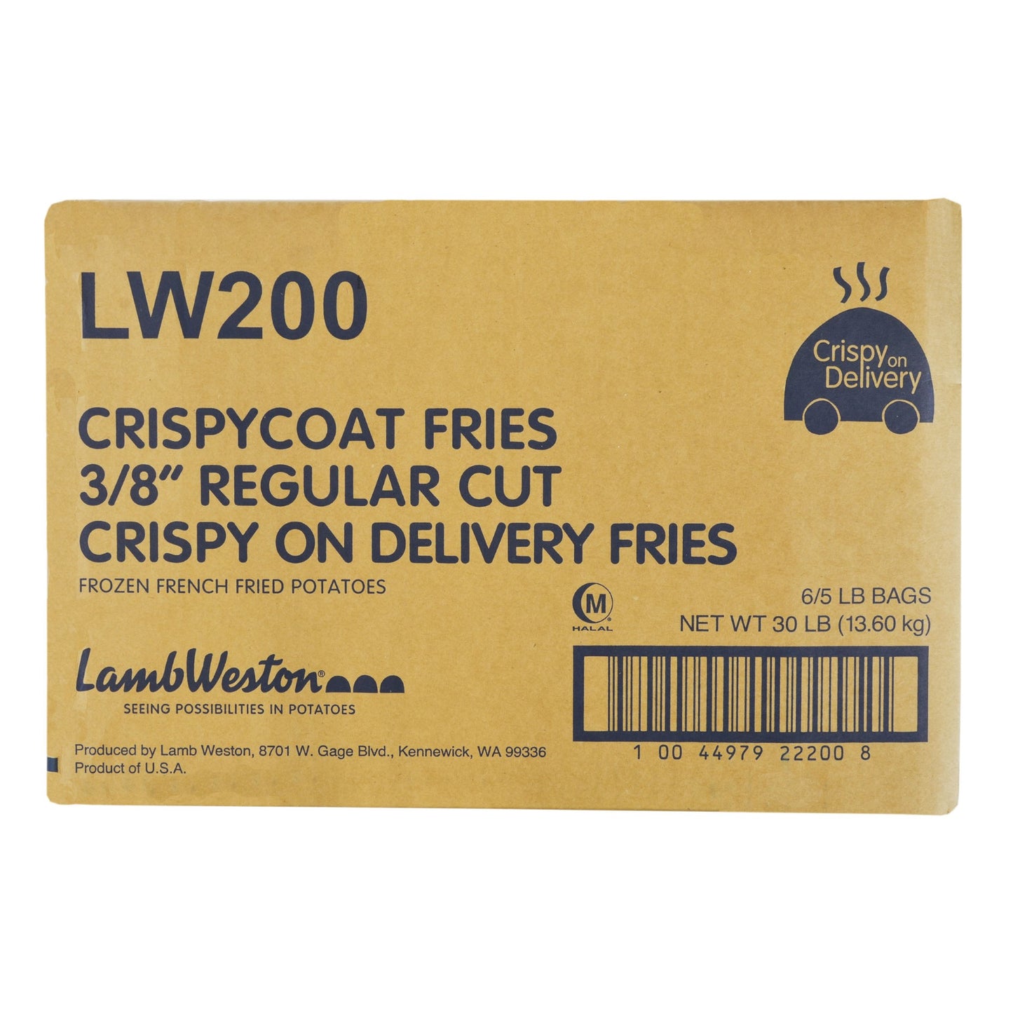 8" Regular Cut Crispy On Delivery Fries Frozen French Fried Potatoes 5 Pound Each - 6 Per Case.