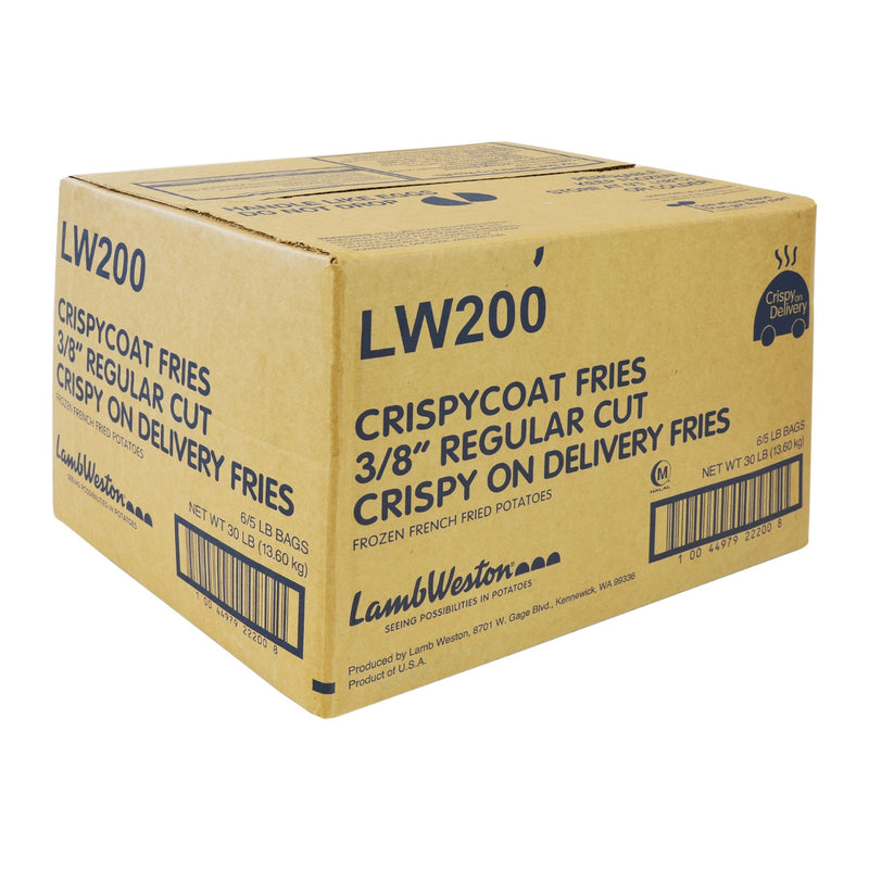 8" Regular Cut Crispy On Delivery Fries Frozen French Fried Potatoes 5 Pound Each - 6 Per Case.