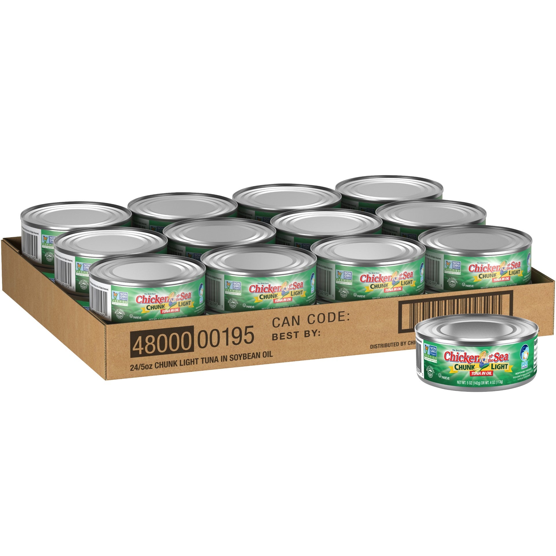 Chicken Of The Sea Chunk Light Tuna In Oil 5 Ounce Size - 24 Per Case.