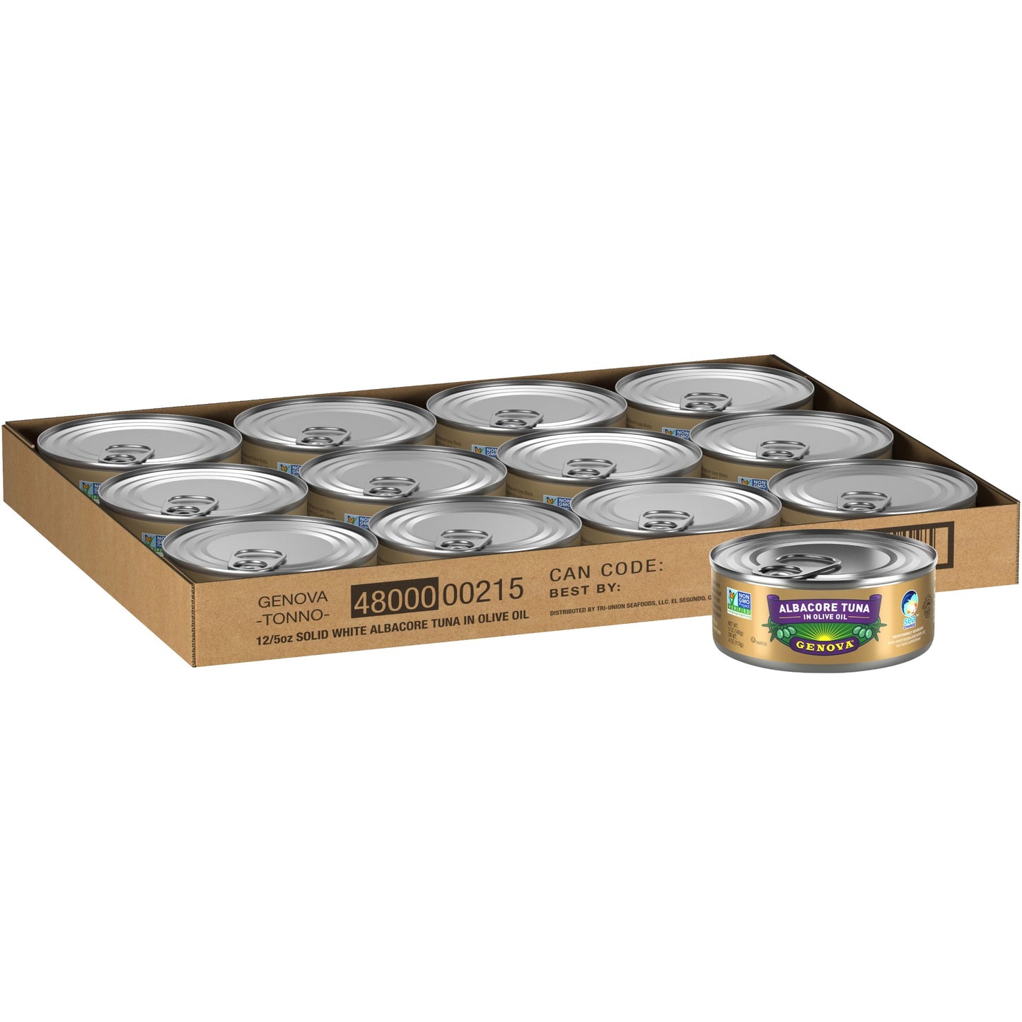 Genova Solid Albacore Tuna In Olive Oil 5 Ounce Size - 12 Per Case.