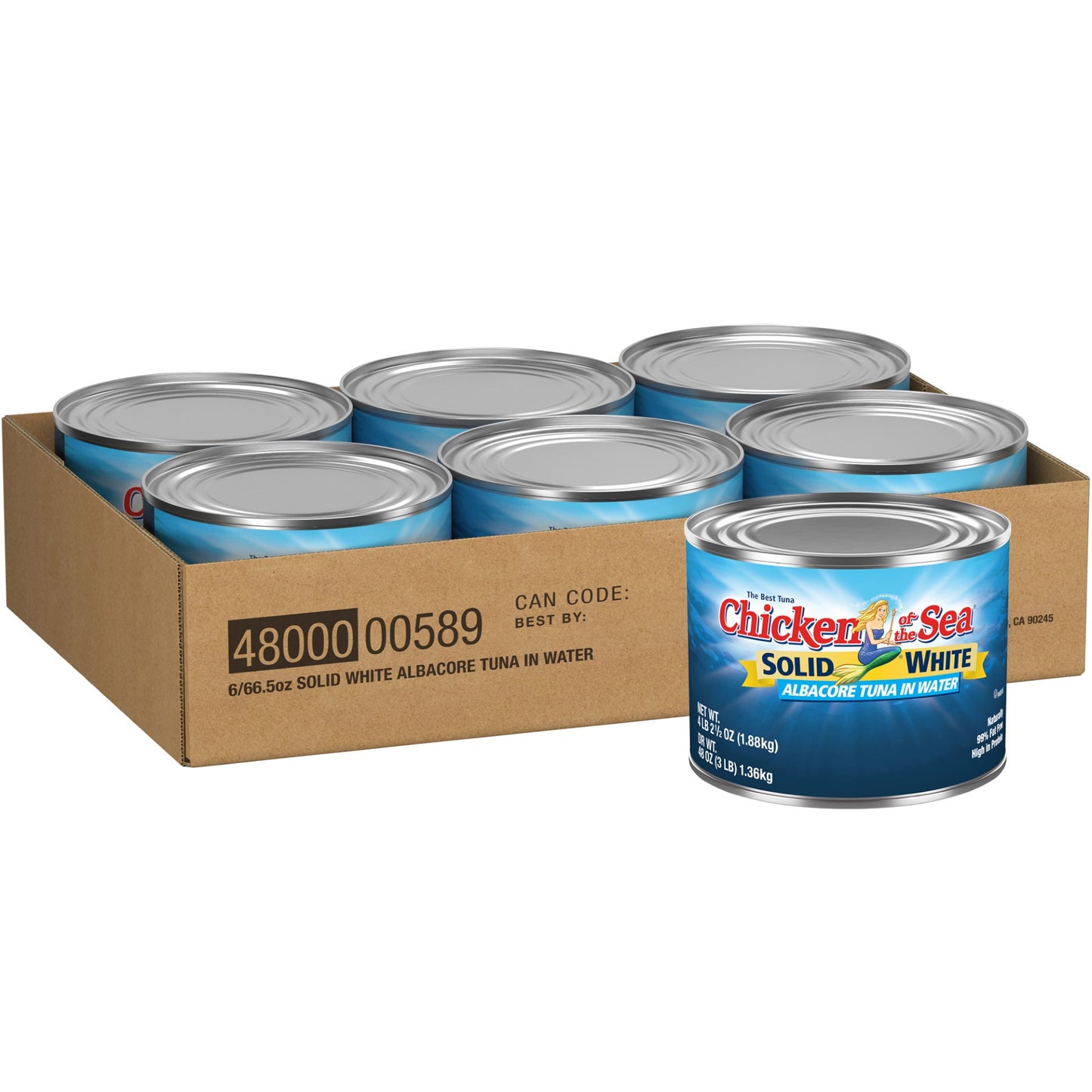 Chicken Of The Sea Solid Albacore Tuna In Water 66.5 Ounce Size - 6 Per Case.