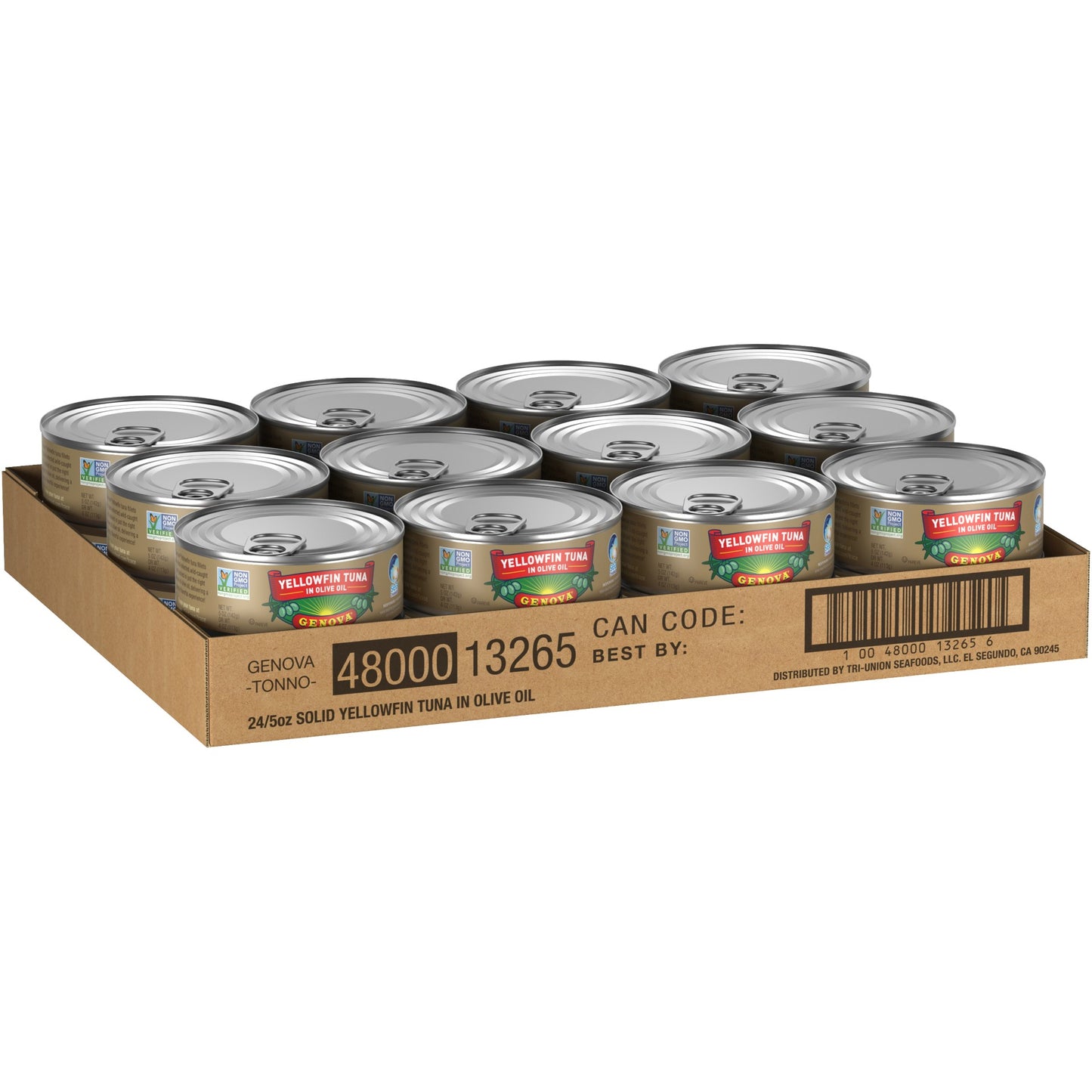 Genova Yellowfin Tuna In Olive Oil Cans 5 Ounce Size - 24 Per Case.