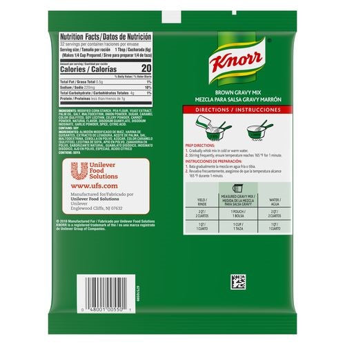 Knorr Classic Sauces Gravies Truly Instanta Browna Gravya Mix Gluten Free 7 Ounce Size - 6 Per Case.