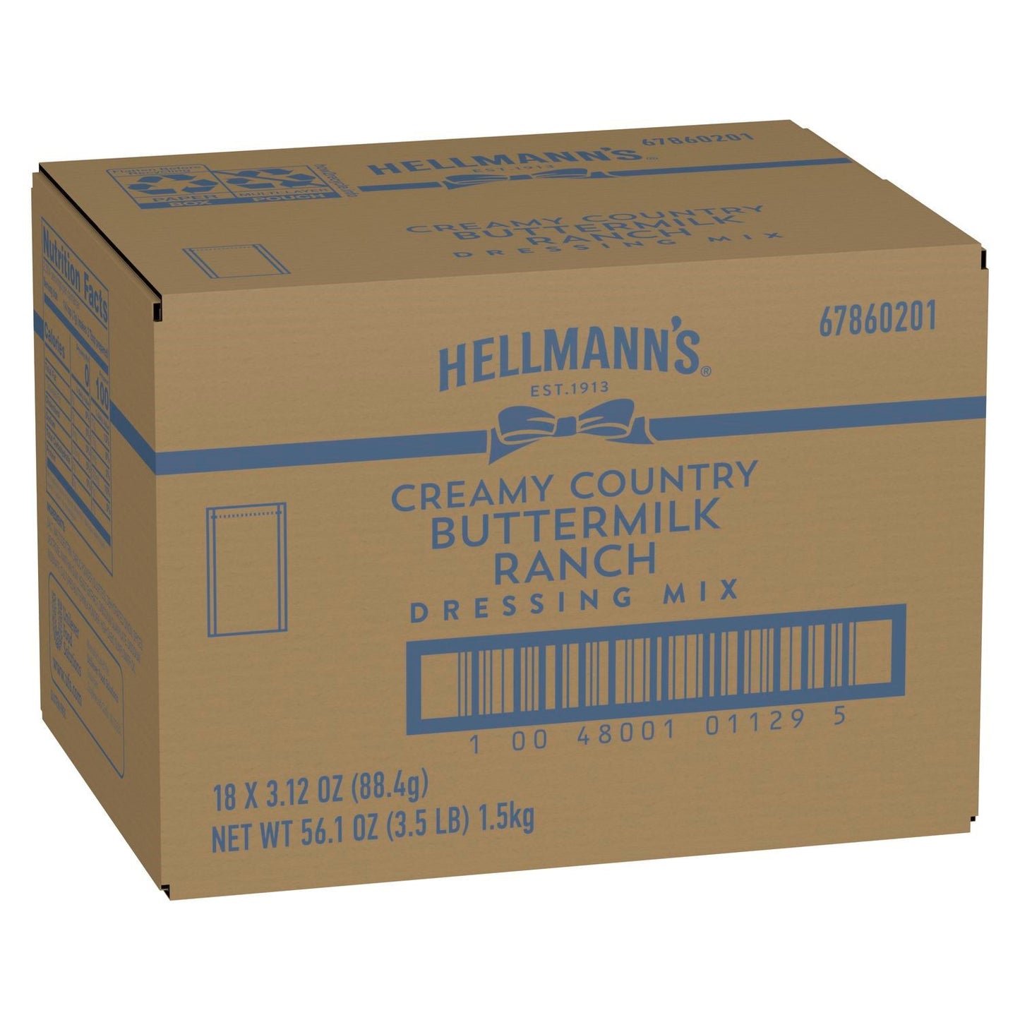 Hellmann's Dressing Country Buttermilk Dry Mix 3.12 Ounce Size - 18 Per Case.